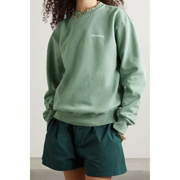 SPORTY & RICH HEALTH IS WEALTH SEA GREEN IVY CREW SZ SMALL - Picture 2 of 6